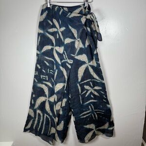Ralph Lauren Purple Label Yazmin Batik Print Linen Silk Pants Size 8